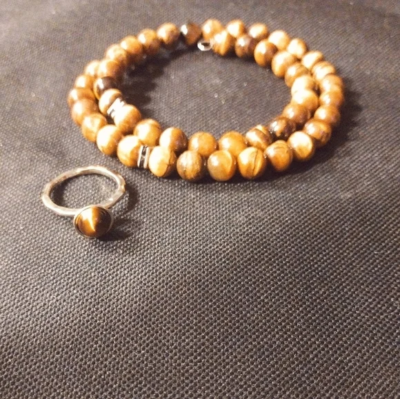 Tigers Eye wrap Bracelet and Ring Set - Picture 10 of 10
